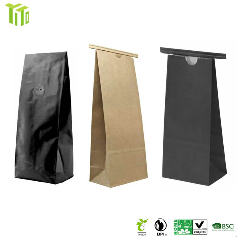 Recycle Kraft Coffee Bags rau ntim hnab