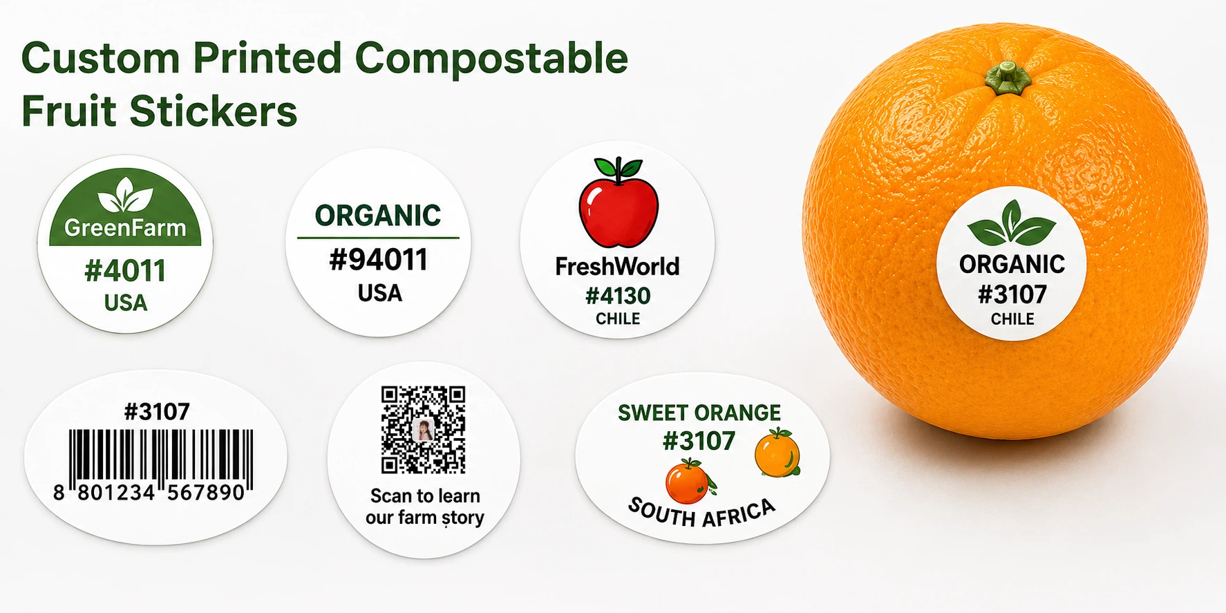 Biodegradable fruit stickers