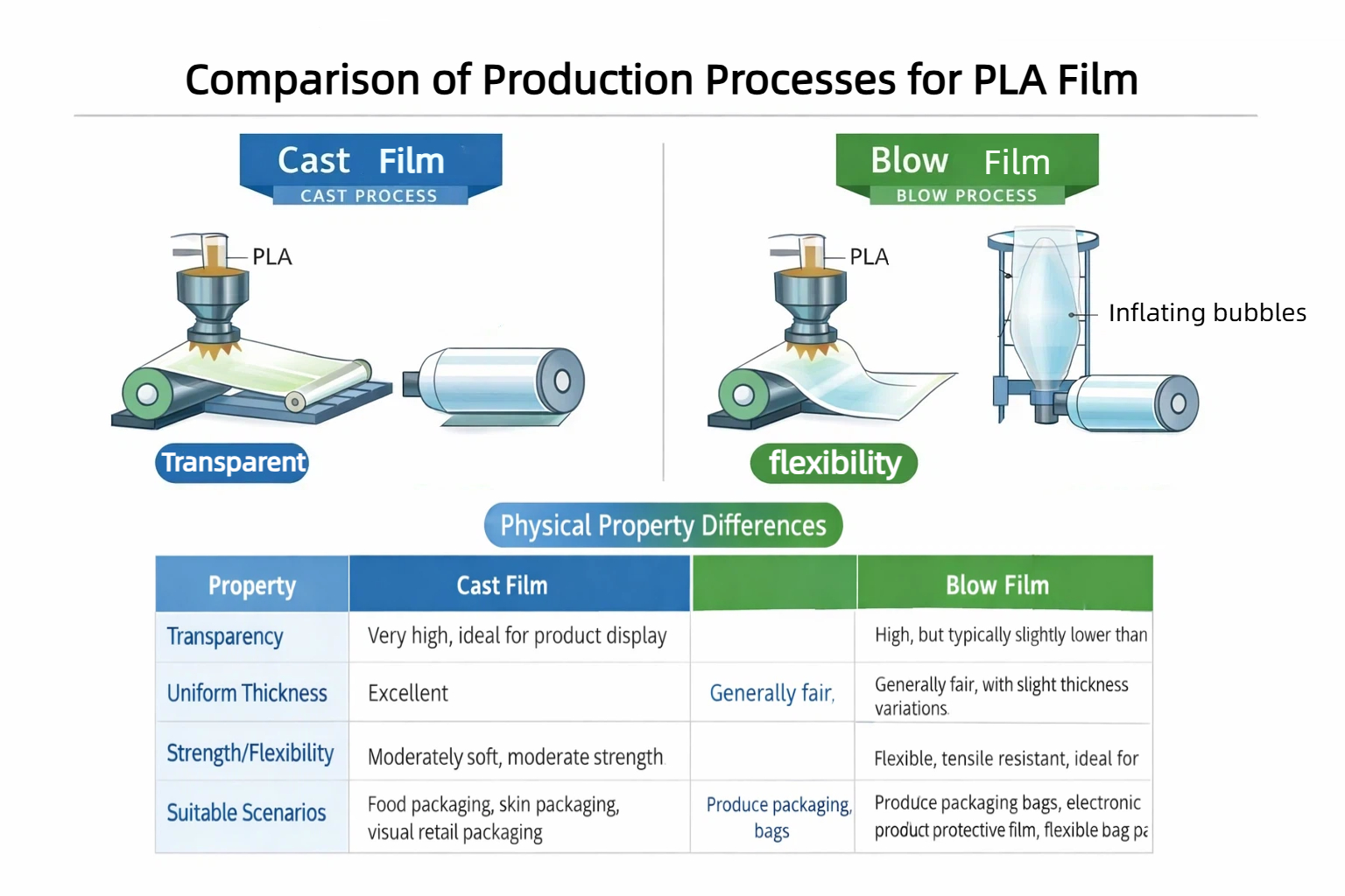 Comparison of Production Processes for PLA Film
