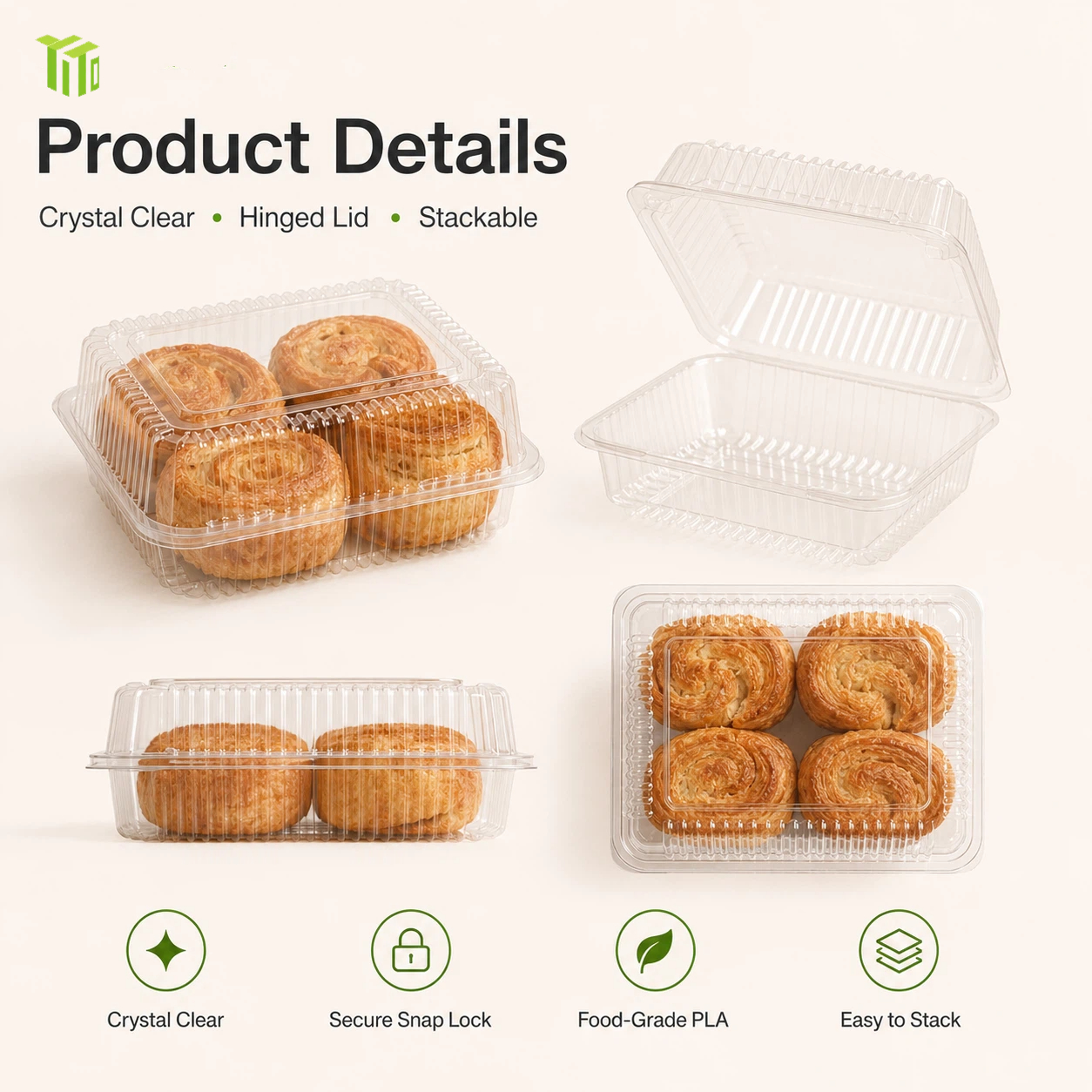 PLA Bakery Clamshell Container (4)