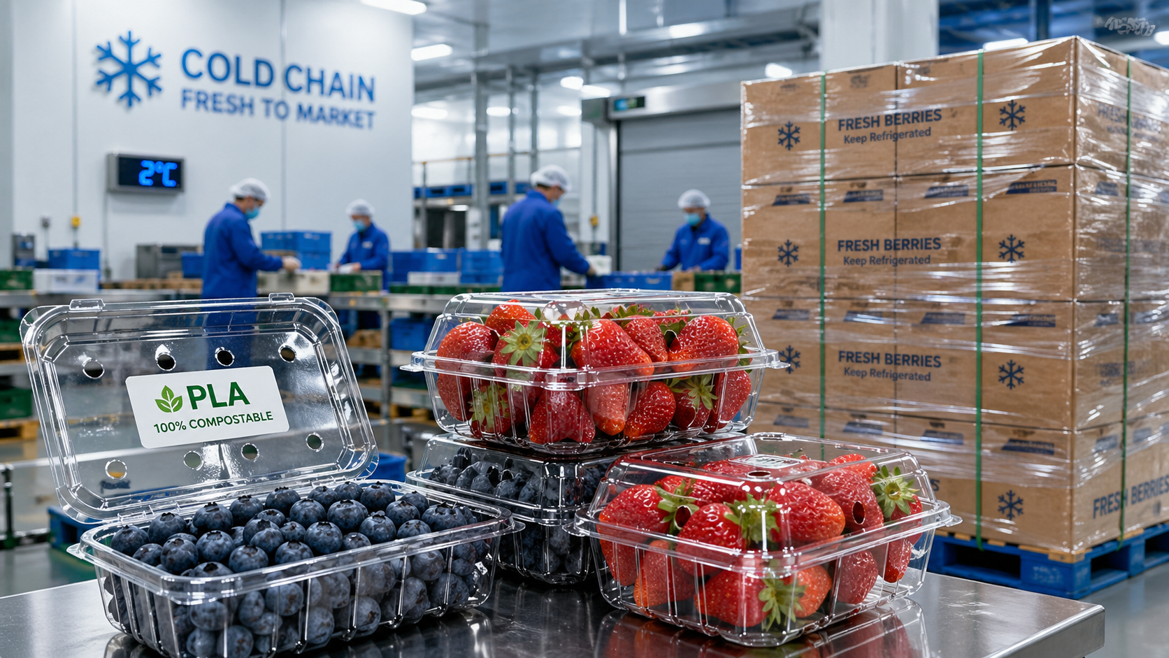 PLA clamshell for fruit and vegetables