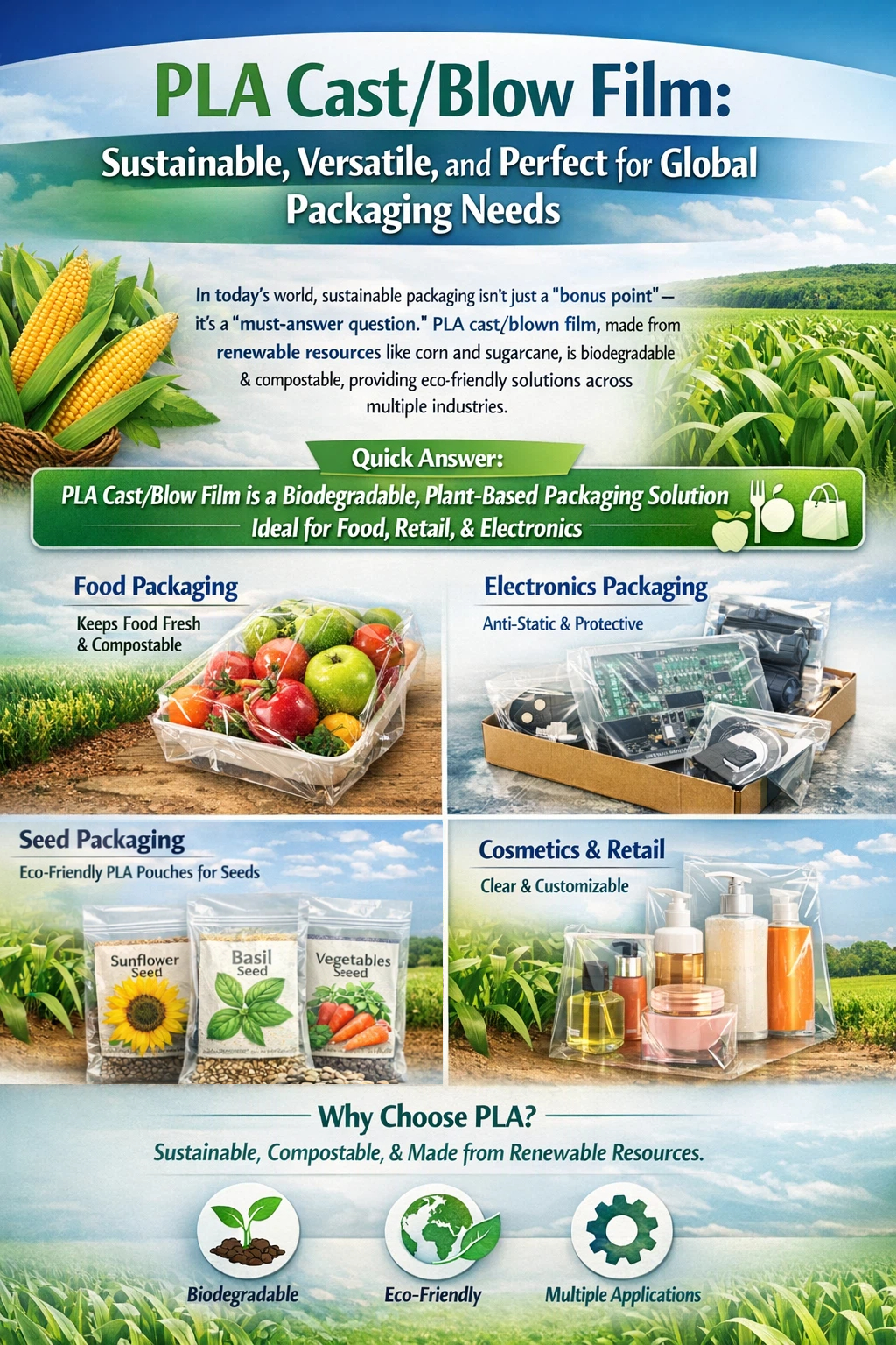 PLA film for retail packing