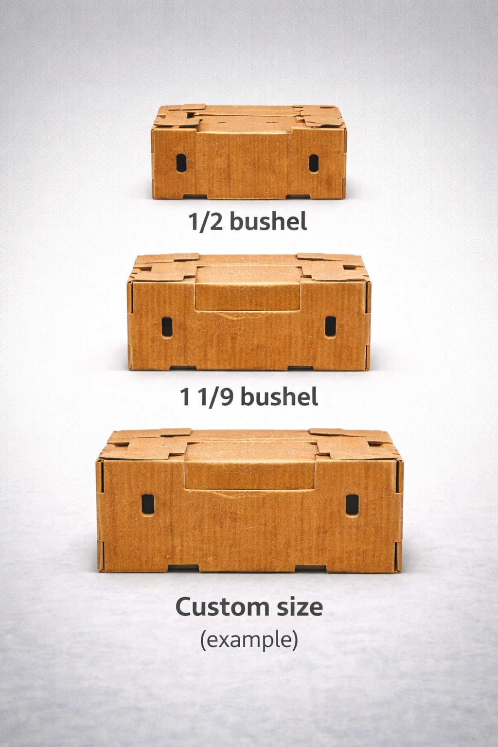 common sizes of waxed produce boxes