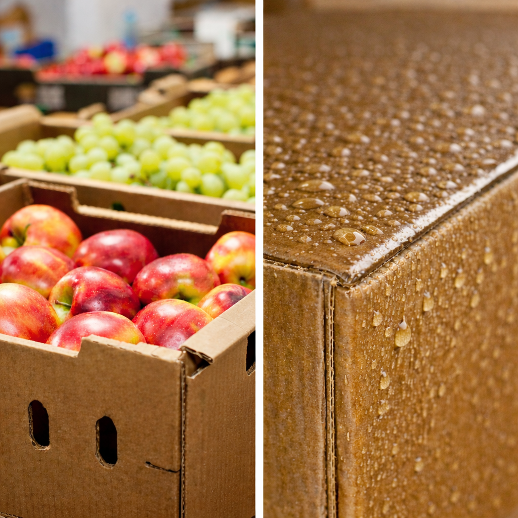 waxed produce boxes for fruit and vegetable packaging in cold chain logistics