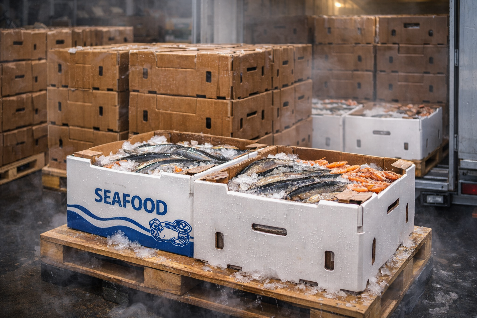 waxed produce boxes used for fruit vegetable and seafood packaging